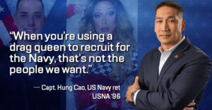 Senate candidate and USNA Grad Capt Hung Cao rails against drag queens in US military